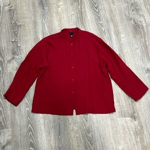 Eileen Fisher Women’s Button Up Light Weight Jacket Cherry Red Size Large Career